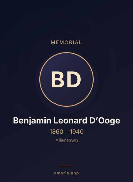 Memorial portrait of Benjamin Leonard D’Ooge
