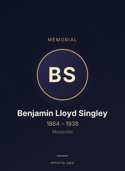 Memorial portrait of Benjamin Lloyd Singley