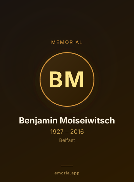 Memorial portrait of Benjamin Moiseiwitsch