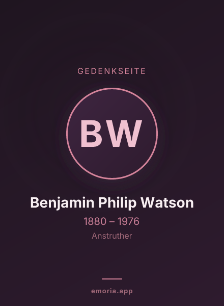 Gedenkportrait von Benjamin Philip Watson