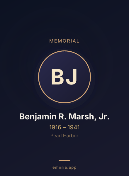 Memorial portrait of Benjamin R. Marsh, Jr.