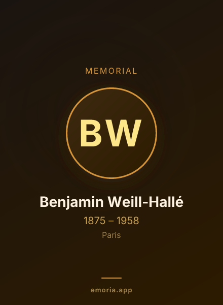 Memorial portrait of Benjamin Weill-Hallé
