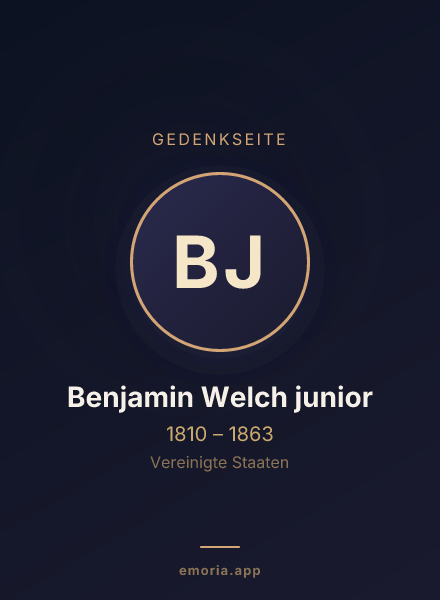 Gedenkportrait von Benjamin Welch junior