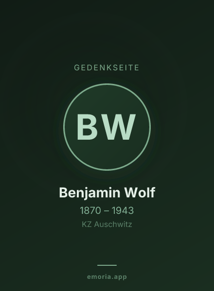 Gedenkportrait von Benjamin Wolf