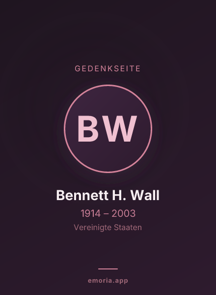 Gedenkportrait von Bennett H. Wall