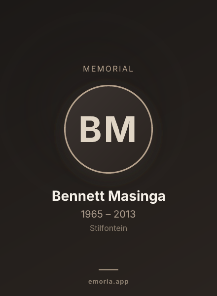 Memorial portrait of Bennett Masinga