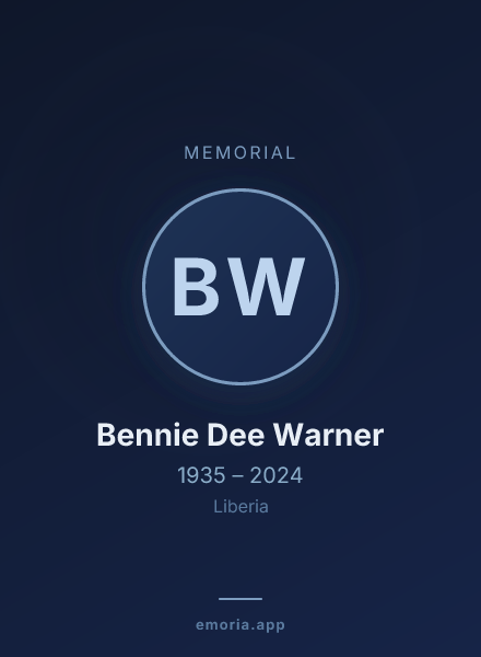 Memorial portrait of Bennie Dee Warner