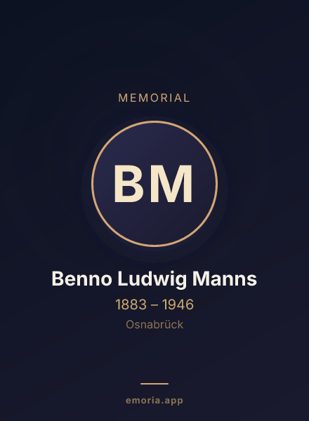 Memorial portrait of Benno Ludwig Manns