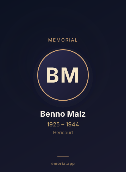 Memorial portrait of Benno Malz