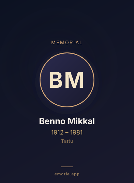 Memorial portrait of Benno Mikkal