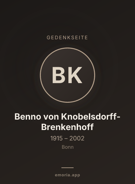 Gedenkportrait von Benno von Knobelsdorff-Brenkenhoff
