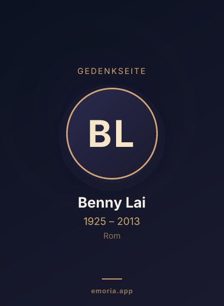 Gedenkportrait von Benny Lai