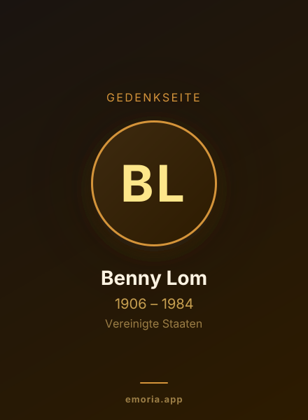Gedenkportrait von Benny Lom