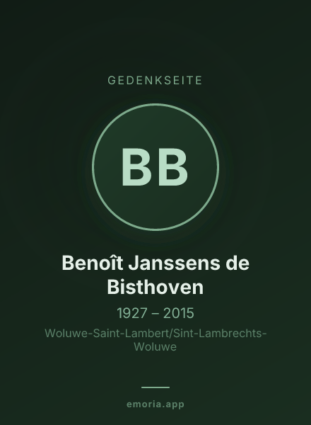 Gedenkportrait von Benoît Janssens de Bisthoven
