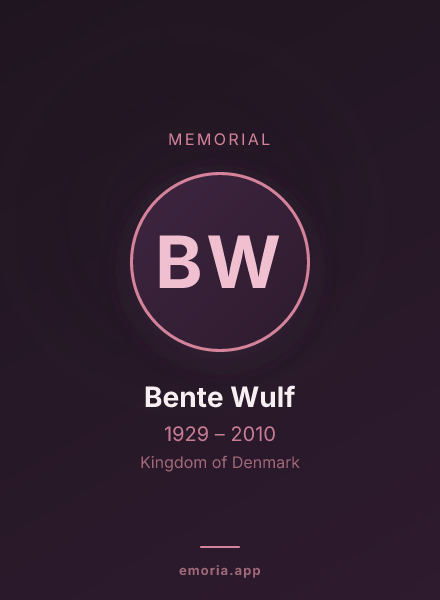 Memorial portrait of Bente Wulf