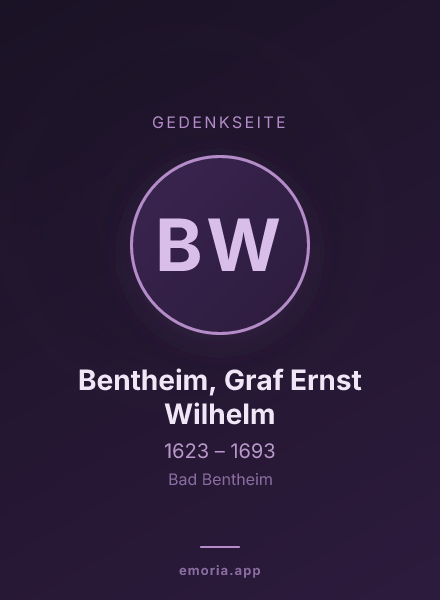 Gedenkportrait von Bentheim, Graf Ernst Wilhelm