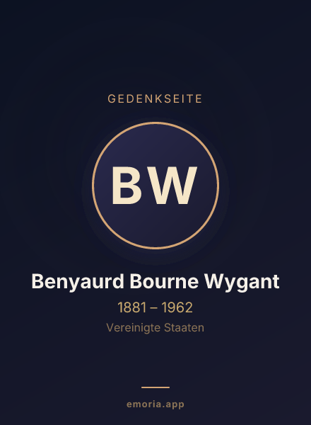 Gedenkportrait von Benyaurd Bourne Wygant