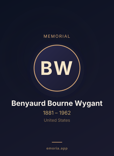 Memorial portrait of Benyaurd Bourne Wygant