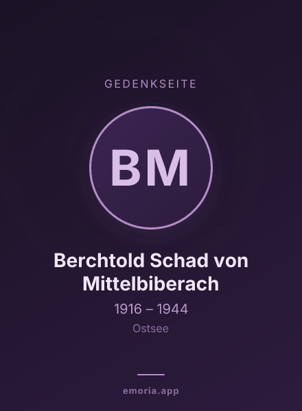 Gedenkportrait von Berchtold Schad von Mittelbiberach