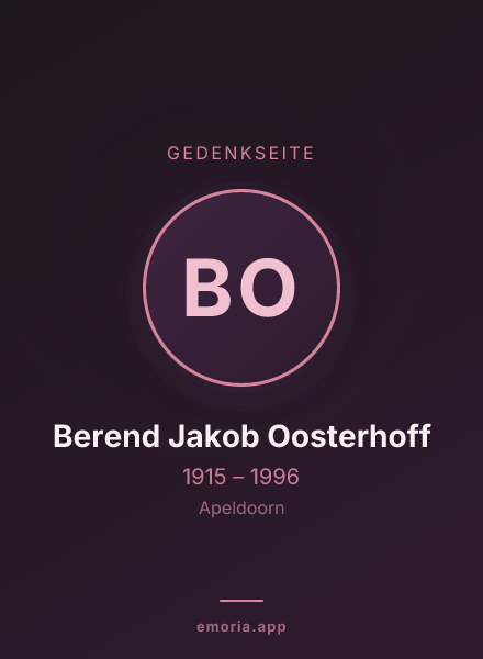 Gedenkportrait von Berend Jakob Oosterhoff