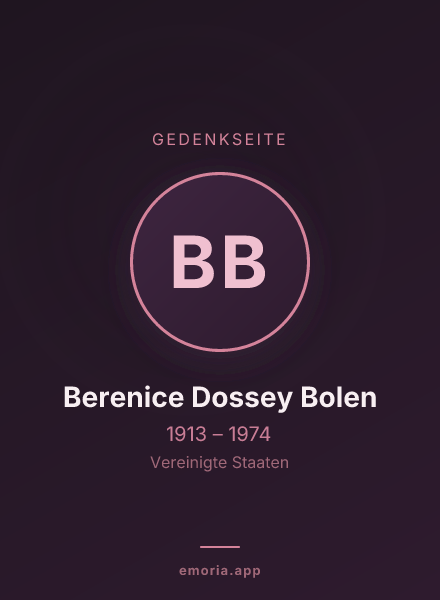 Gedenkportrait von Berenice Dossey Bolen