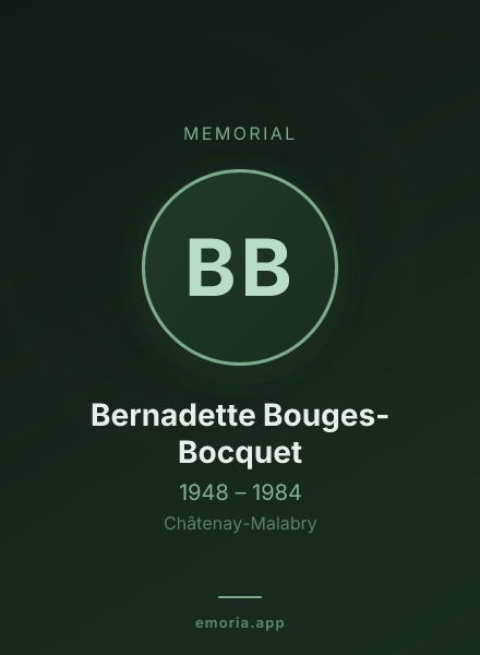 Memorial portrait of Bernadette Bouges-Bocquet
