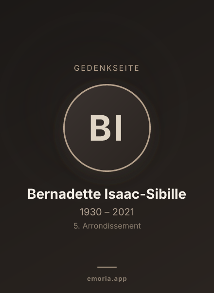Gedenkportrait von Bernadette Isaac-Sibille
