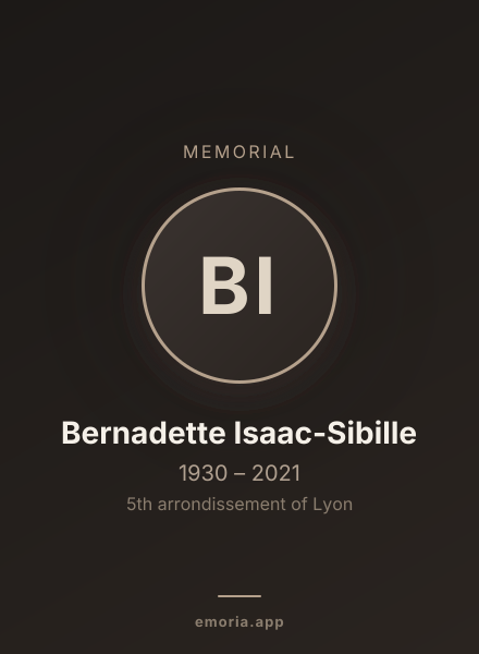 Memorial portrait of Bernadette Isaac-Sibille