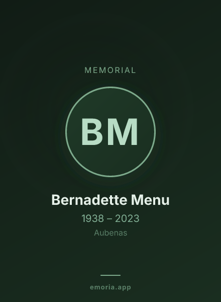 Memorial portrait of Bernadette Menu
