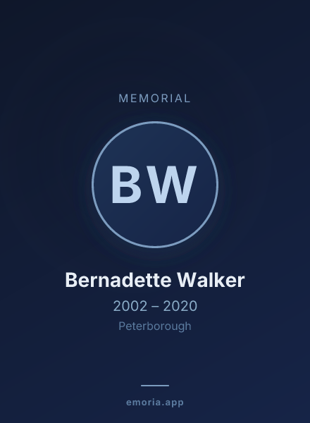 Memorial portrait of Bernadette Walker
