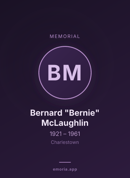 Memorial portrait of Bernard "Bernie" McLaughlin