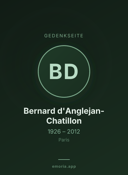 Gedenkportrait von Bernard d'Anglejan-Chatillon