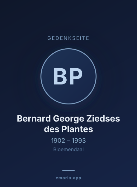 Gedenkportrait von Bernard George Ziedses des Plantes