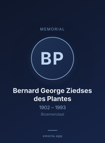 Memorial portrait of Bernard George Ziedses des Plantes