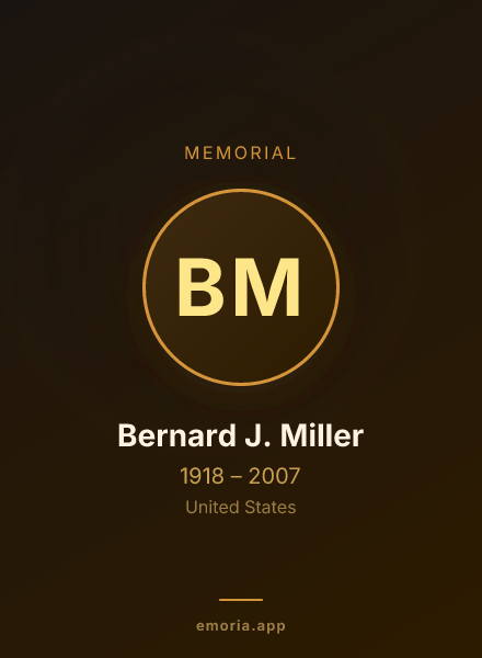 Memorial portrait of Bernard J. Miller