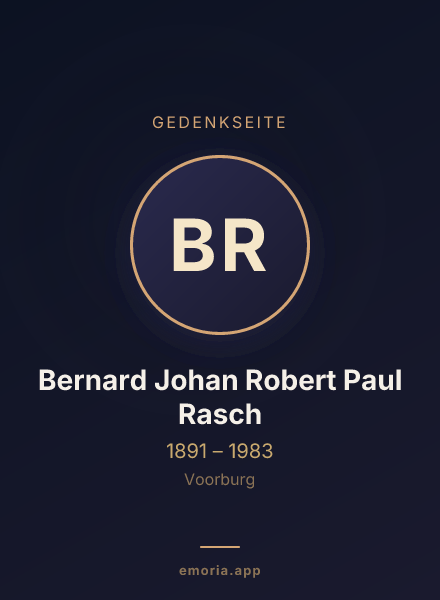 Gedenkportrait von Bernard Johan Robert Paul Rasch