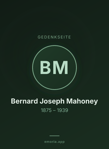 Gedenkportrait von Bernard Joseph Mahoney