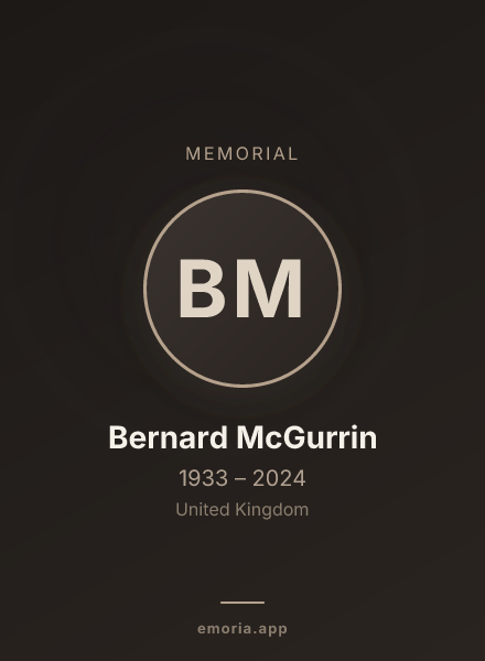 Memorial portrait of Bernard McGurrin
