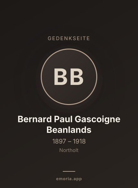 Gedenkportrait von Bernard Paul Gascoigne Beanlands