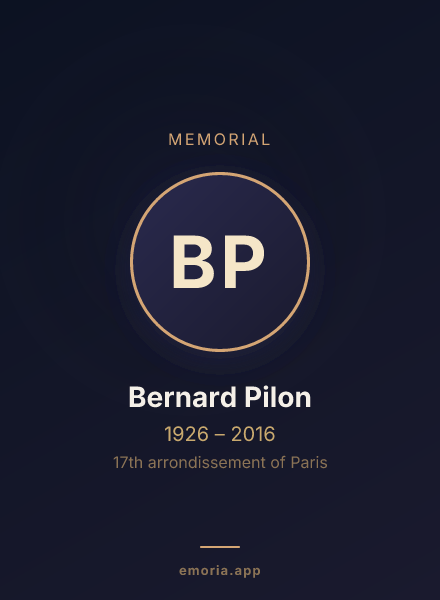 Memorial portrait of Bernard Pilon
