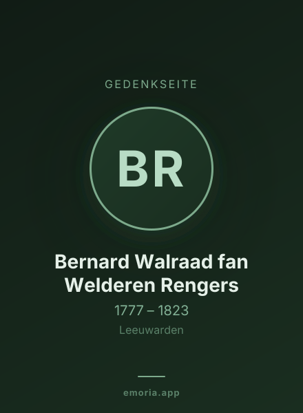 Gedenkportrait von Bernard Walraad fan Welderen Rengers
