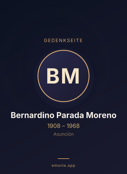 Gedenkportrait von Bernardino Parada Moreno