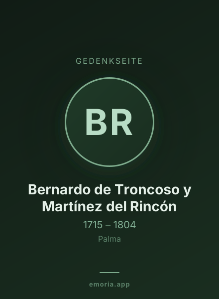 Gedenkportrait von Bernardo de Troncoso y Martínez del Rincón