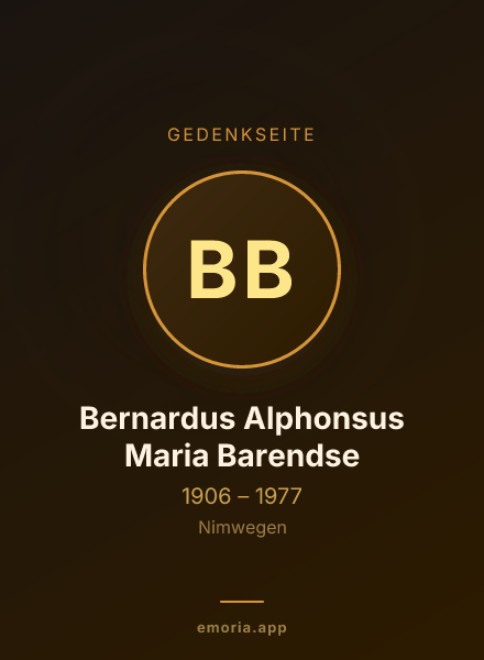 Gedenkportrait von Bernardus Alphonsus Maria Barendse