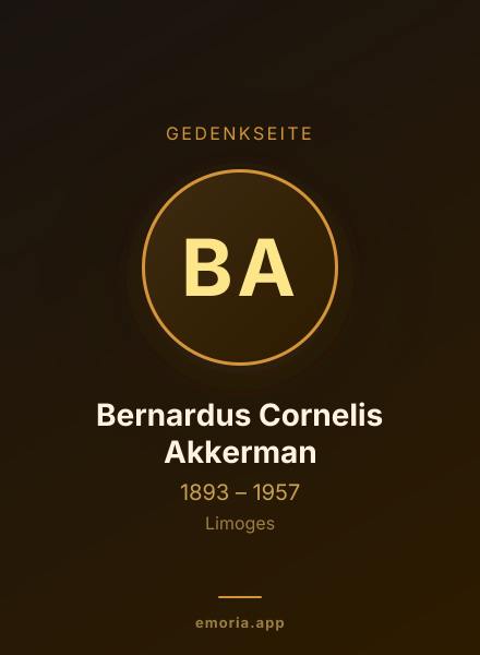 Gedenkportrait von Bernardus Cornelis Akkerman