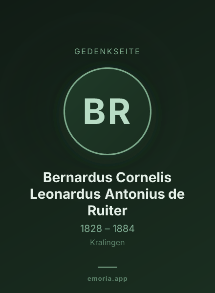 Gedenkportrait von Bernardus Cornelis Leonardus Antonius de Ruiter