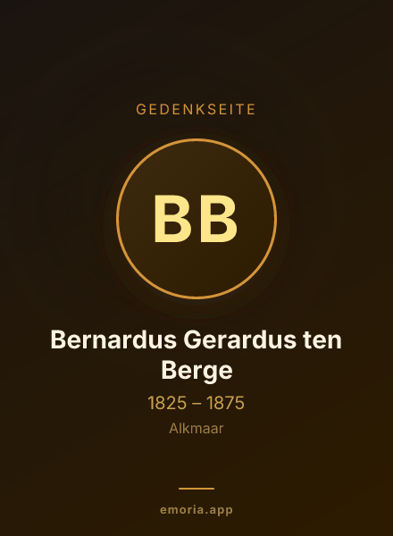 Gedenkportrait von Bernardus Gerardus ten Berge