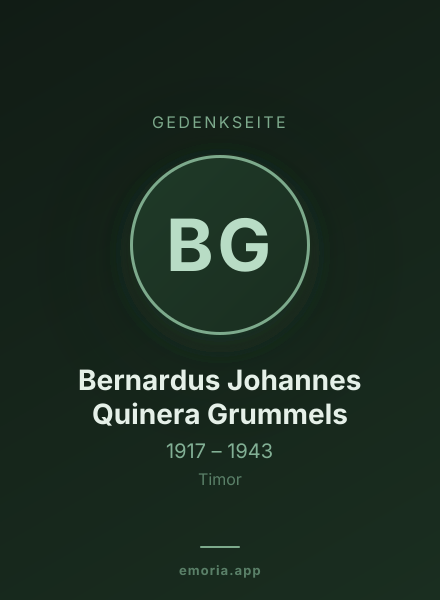 Gedenkportrait von Bernardus Johannes Quinera Grummels