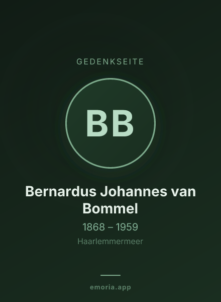 Gedenkportrait von Bernardus Johannes van Bommel