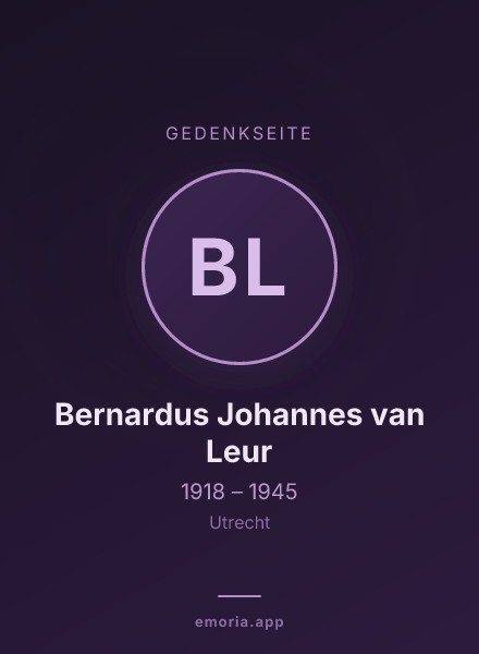 Gedenkportrait von Bernardus Johannes van Leur